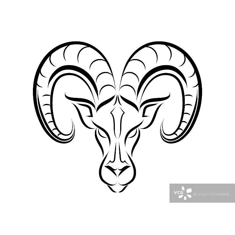 白羊座标志的线性公羊头logo图片素材
