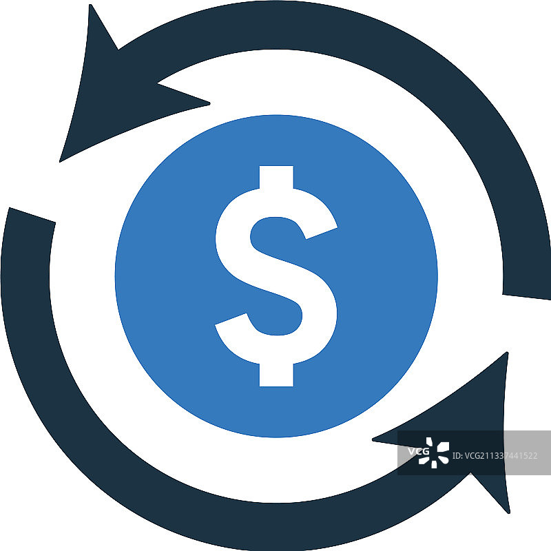 退款恢复付款图标圆形蓝色图片素材