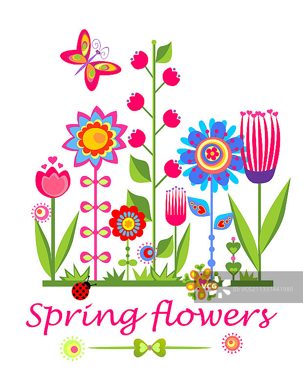 春天趣味花朵贺卡图片素材