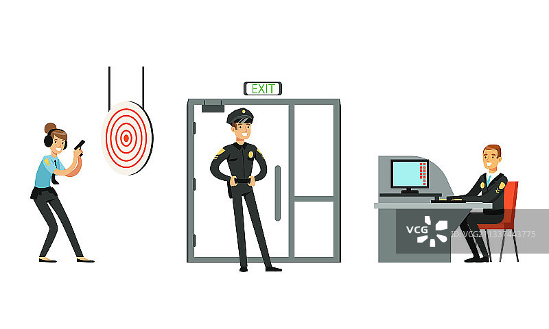 在警察局工作的制服警察图片素材