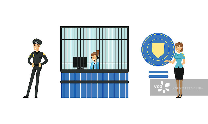 在警察局工作的制服警察图片素材