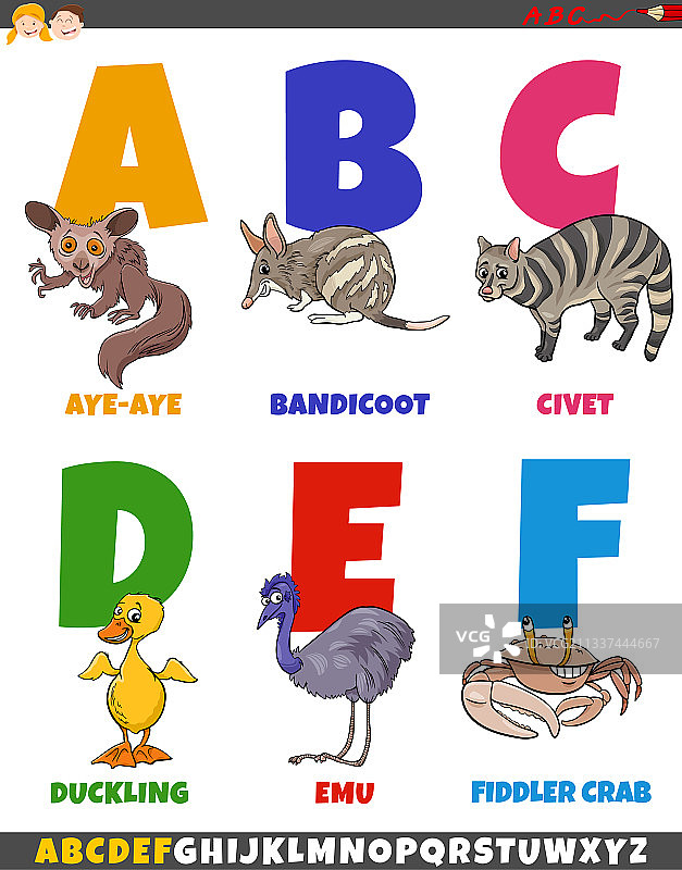 教育卡通字母集合图片素材