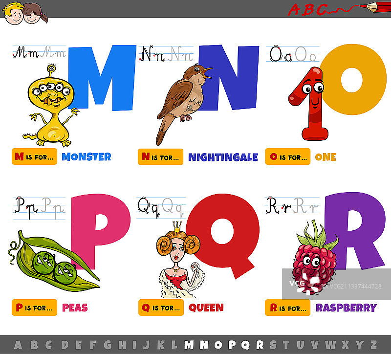 儿童教育卡通字母图片素材