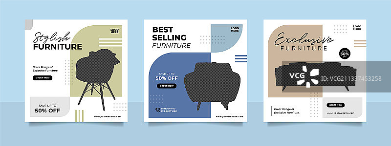 极简家具促销banner或社交媒体图片素材