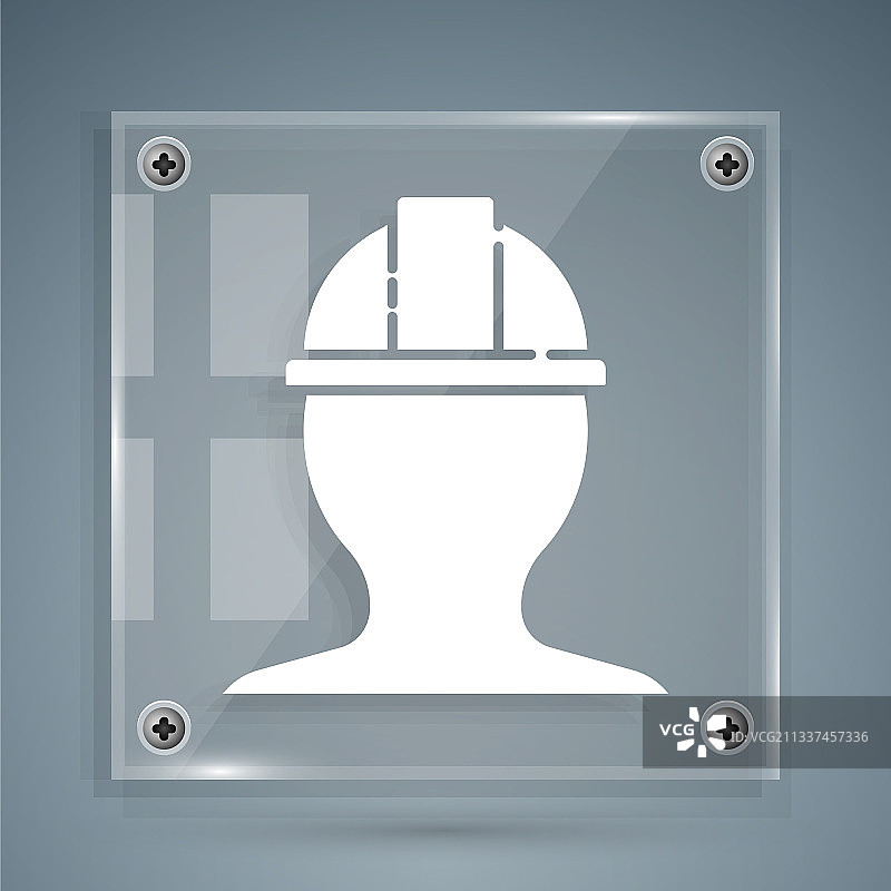 灰色背景上的白色工人安全帽图标图片素材