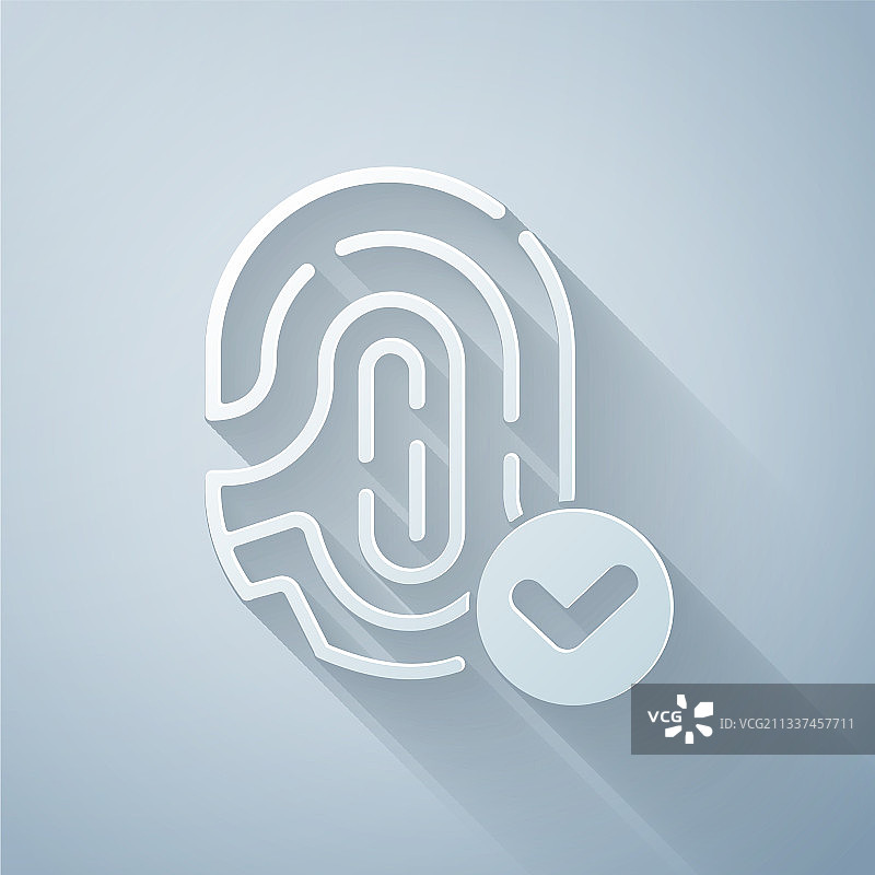 剪纸带复选标记的指纹图标图片素材