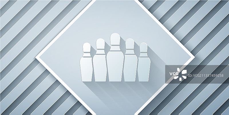 灰色背景上的剪纸保龄球瓶图标图片素材