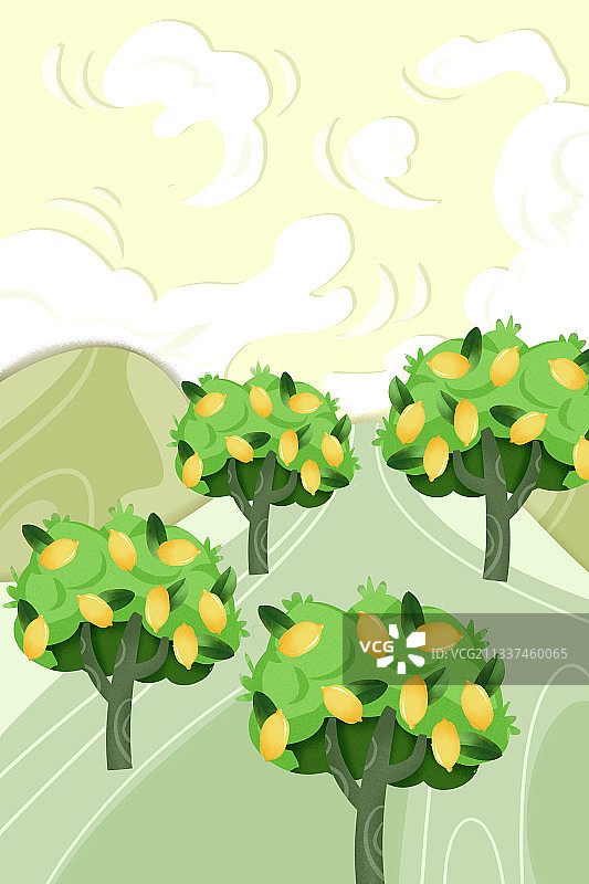 柠檬果园插画背景图片素材
