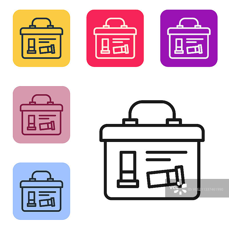 装有弹药的军用弹药箱黑色线条图标图片素材