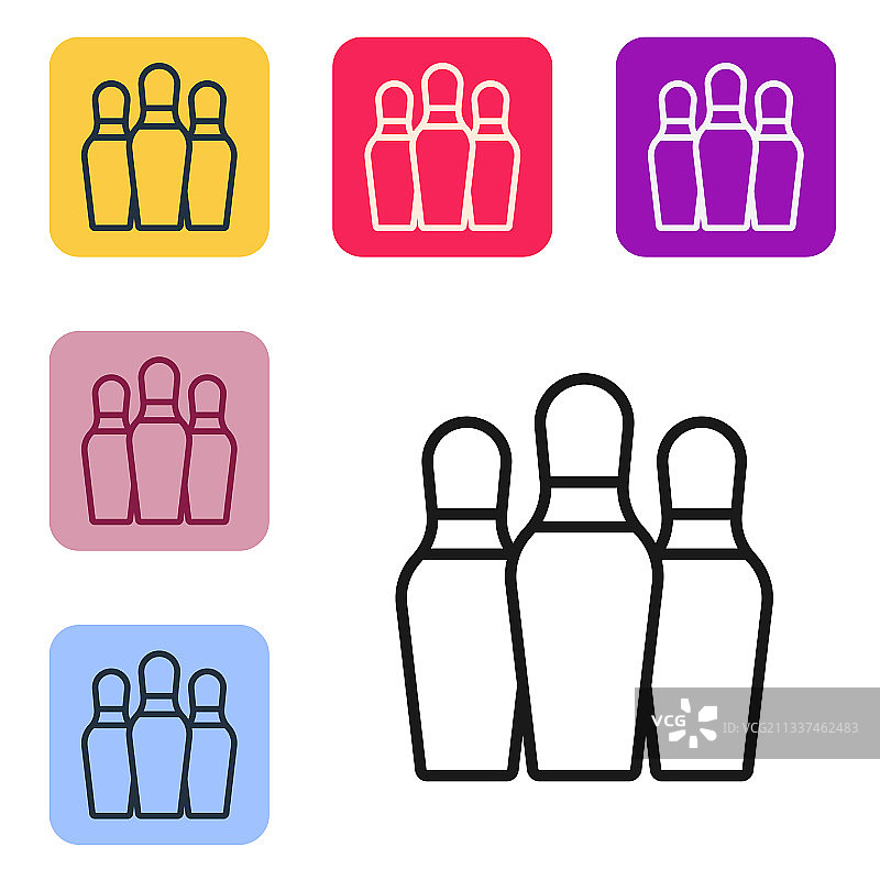 白色背景上的黑色保龄球瓶图标图片素材