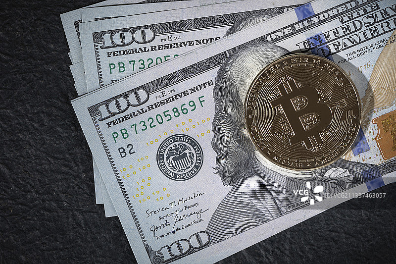 比特币与美元图片素材