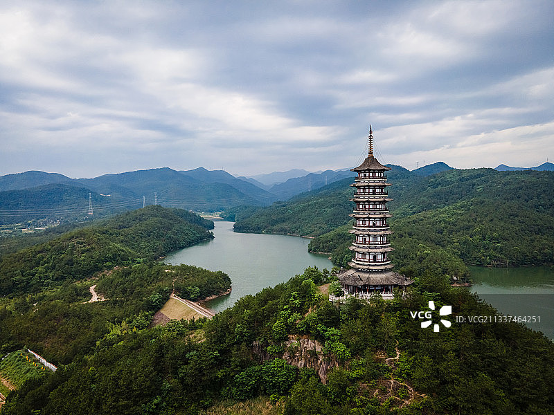 浙江省东阳市浪坑水库航拍图片素材