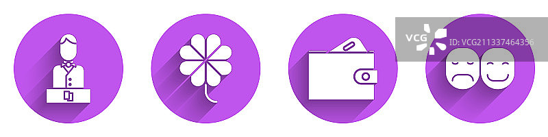 赌场发牌员赌场三叶草老虎机套装图片素材