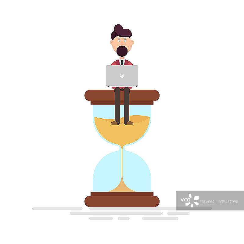 坐在沙漏上的男人图片素材