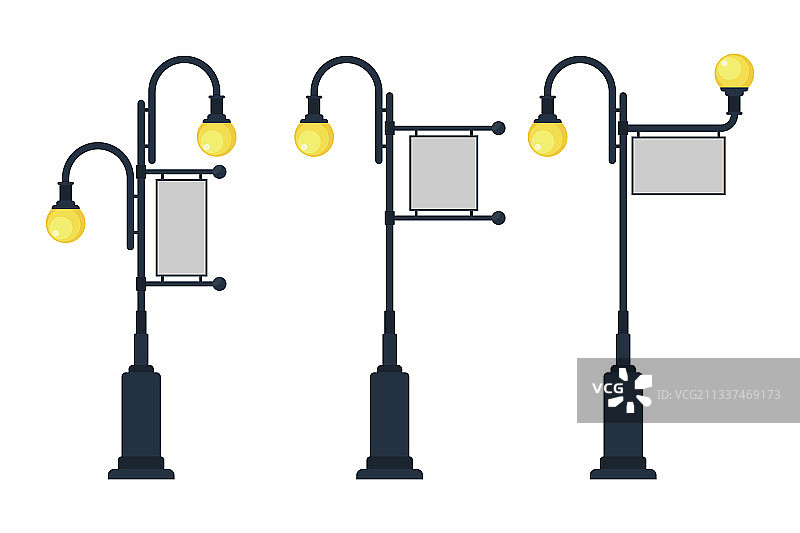 带有广告牌的复古街灯图片素材