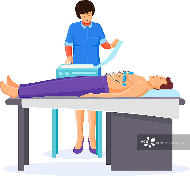 心脏病医生进行心电图检查图片素材