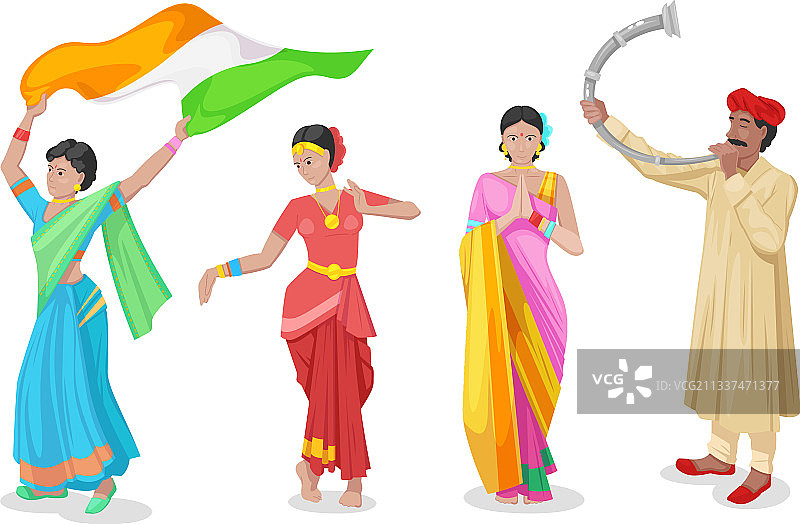 身着传统服饰的印度舞者图片素材