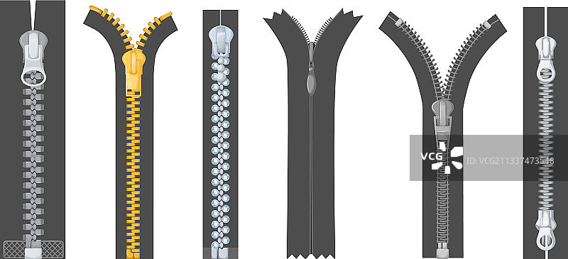 带拉链头的金属银色金色拉链图片素材