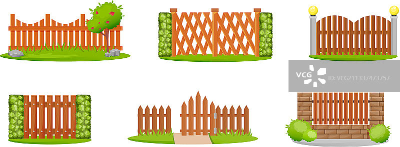 户外木质装饰围栏套装图片素材