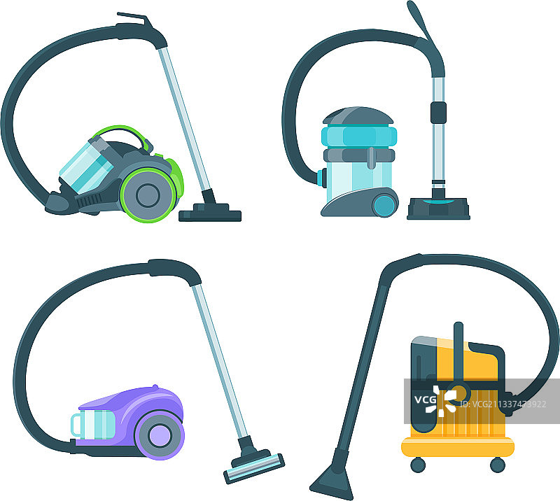 卡通吸尘器设备清洁套装图片素材