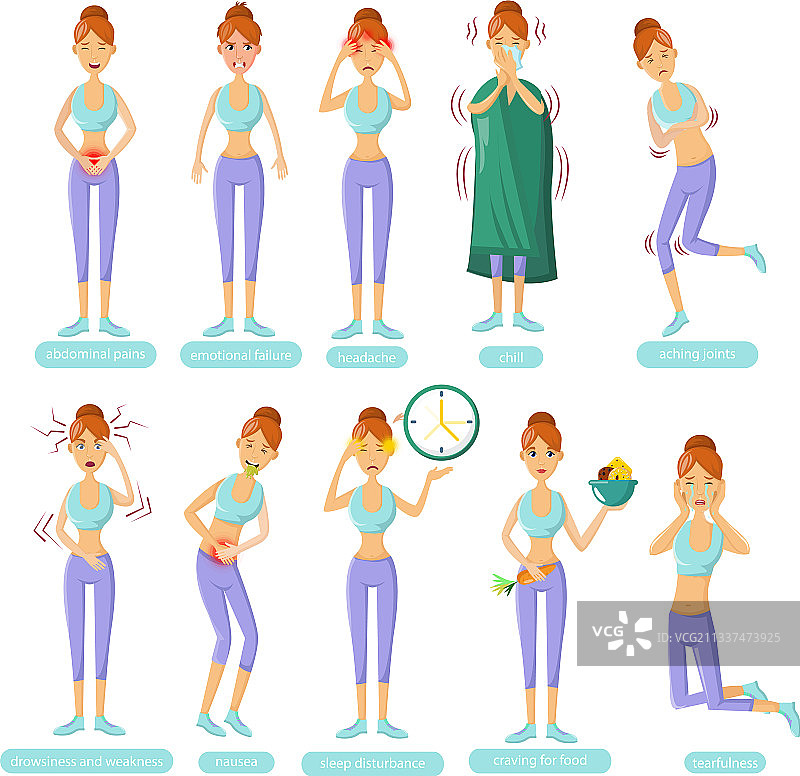 患有经前综合症的年轻女人图片素材