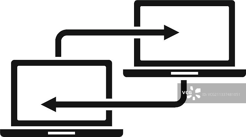 笔记本电脑远程访问图标简约风格图片素材