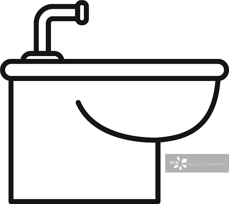 马桶坐浴盆轮廓图标图片素材