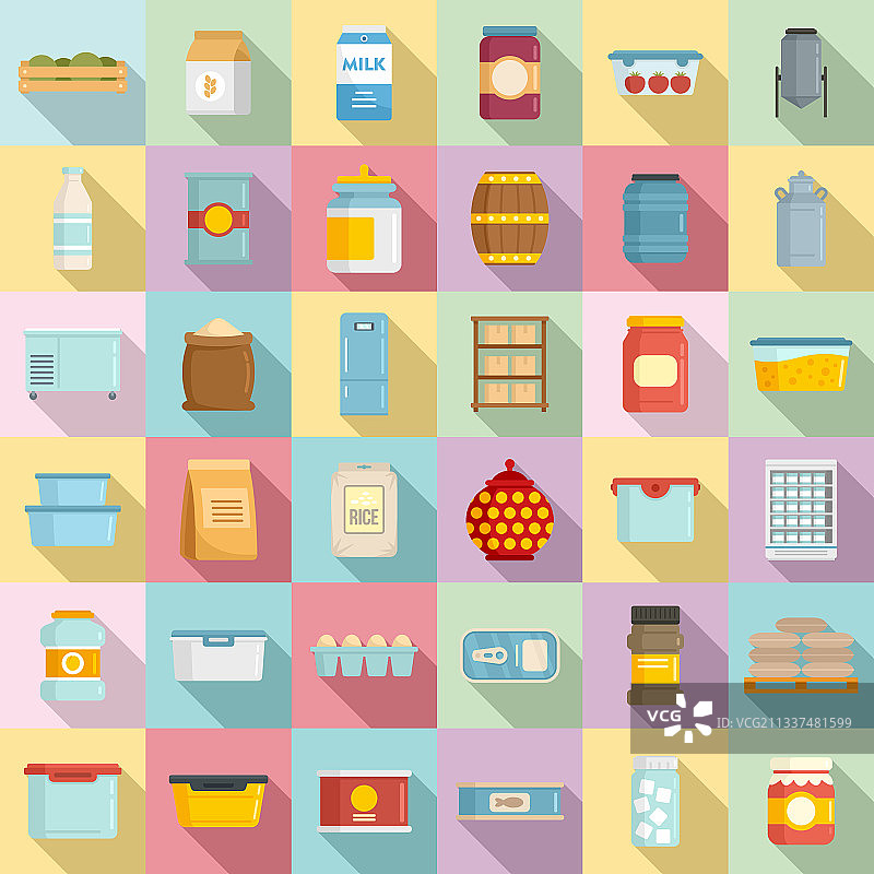 食品存储图标扁平风格图片素材