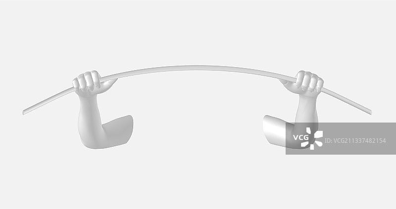 EPS10：手持杆靠在白墙上图片素材