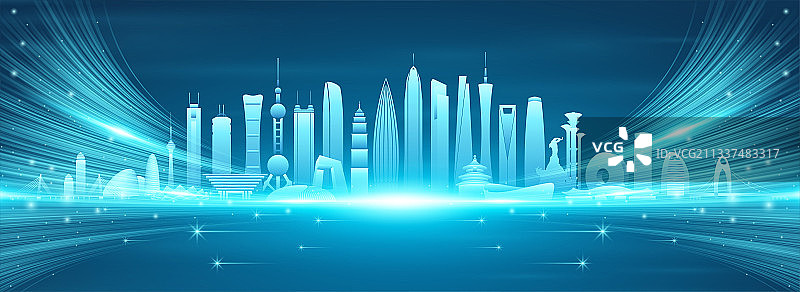 中国抽象城市地标矢量背景图片素材