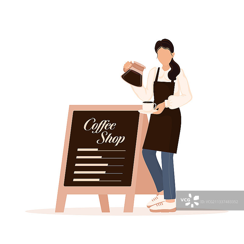 咖啡店咖啡师扁平风人物图片素材