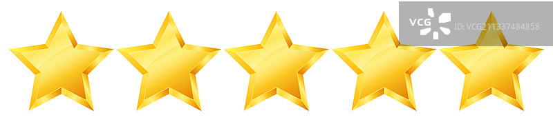五星级标志光面金色星星贴纸图片素材