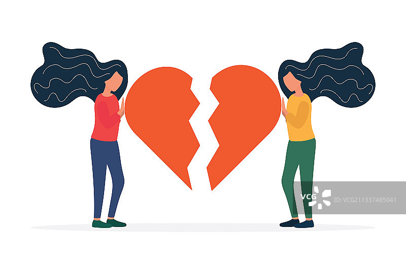 两个女孩拼出一个心形拼图图片素材