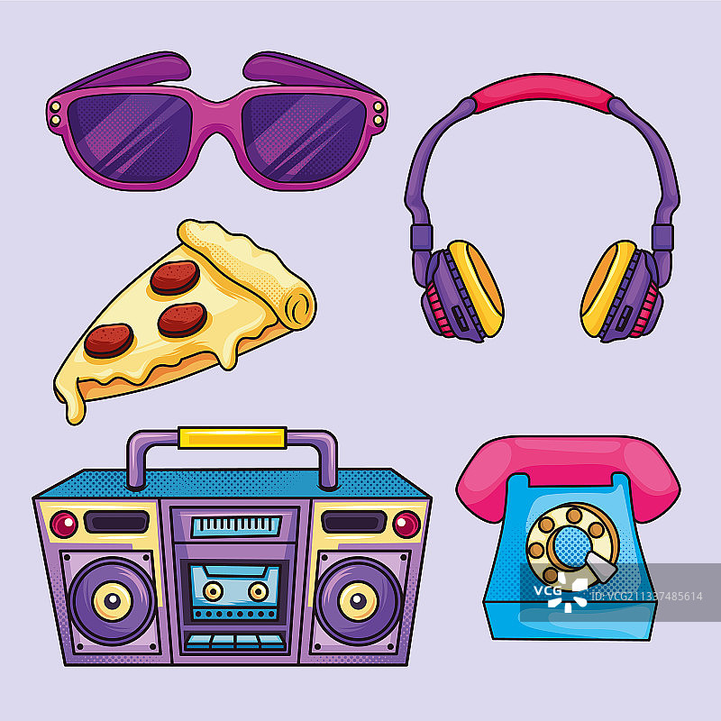 五个复古风贴片图片素材