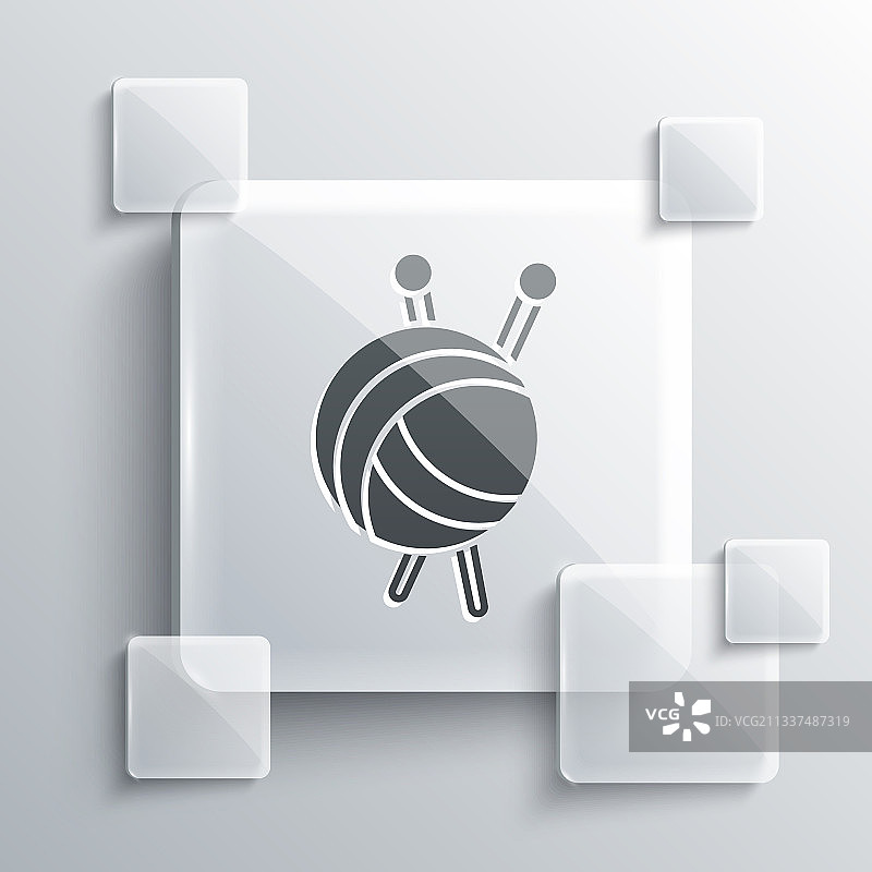 灰色纱线球和针织针图标图片素材