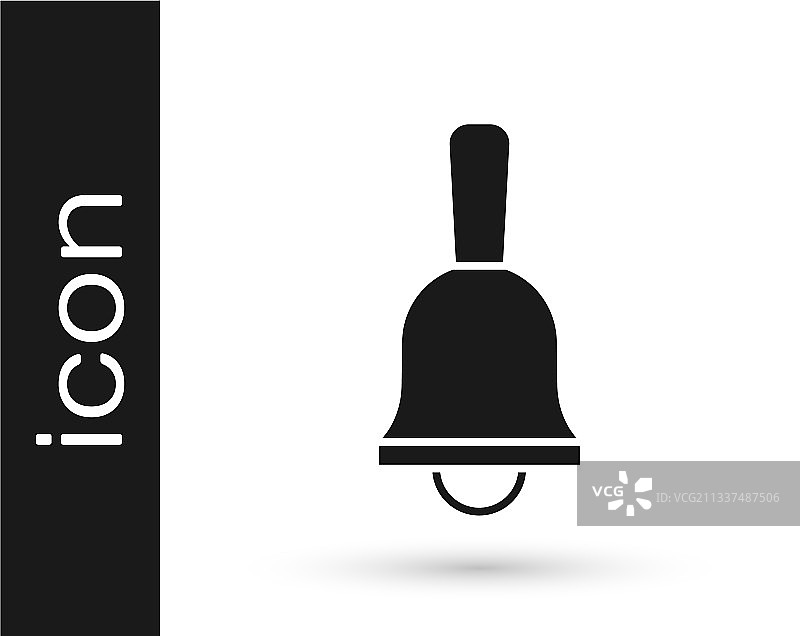 黑色响铃图标，白色背景图片素材