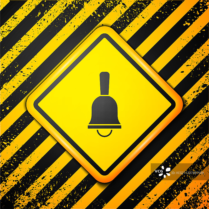 黄色背景上的黑色响铃图标图片素材