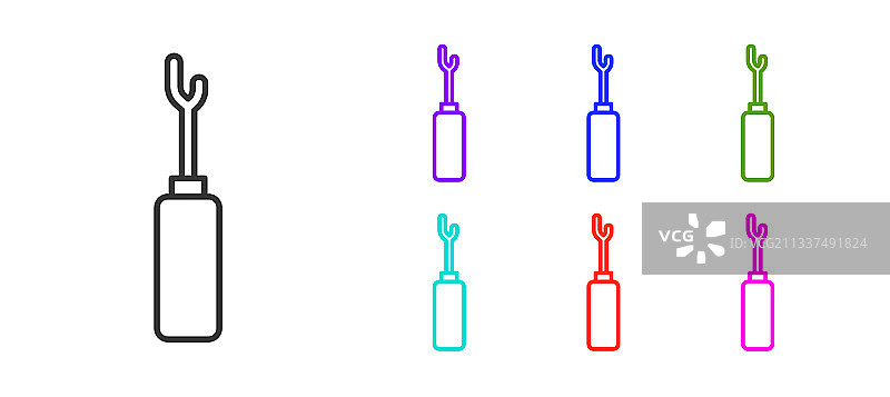 黑色线条带木柄锥子工具图标图片素材