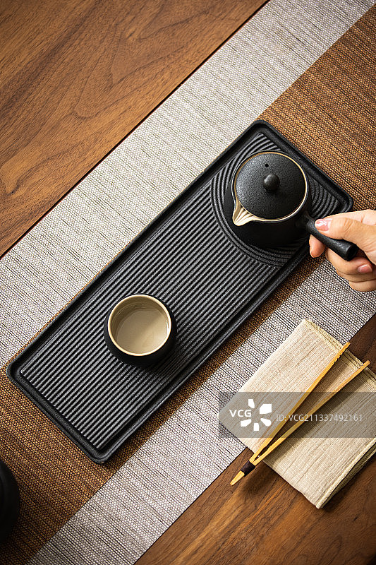 日式枯山水茶具图片素材