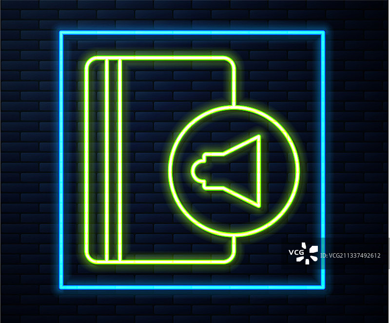 发光霓虹线条有声读物图标图片素材