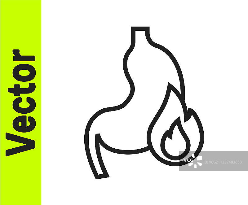 黑线胃灼热图标（已隔离）图片素材