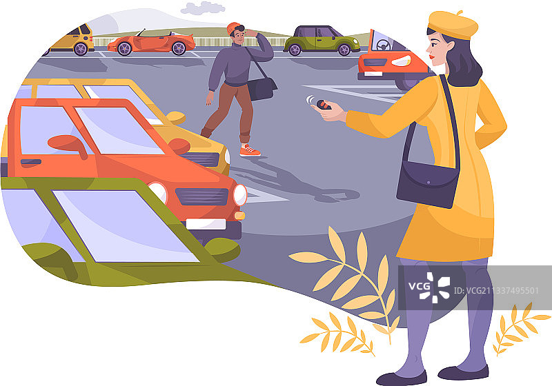 停车扁平化构图图片素材