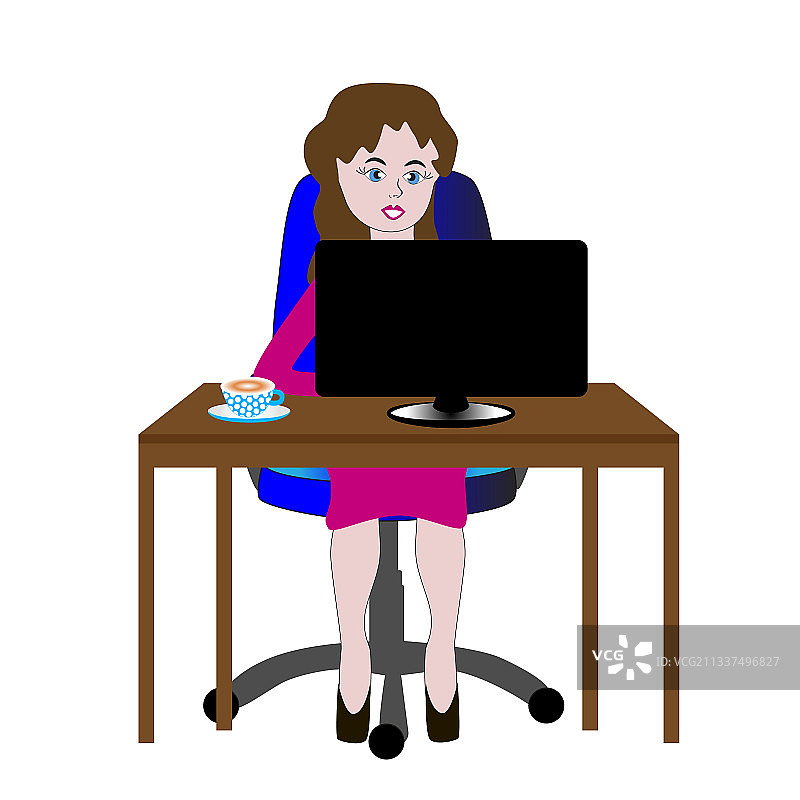 使用笔记本电脑工作的自由职业女孩图片素材