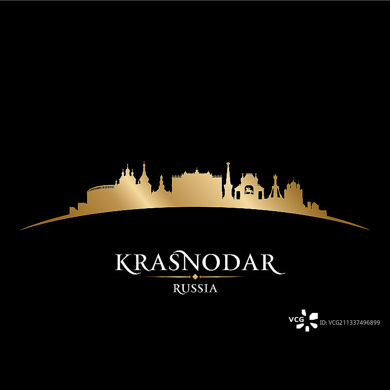 克拉斯诺达尔俄罗斯城市剪影黑色背景图片素材