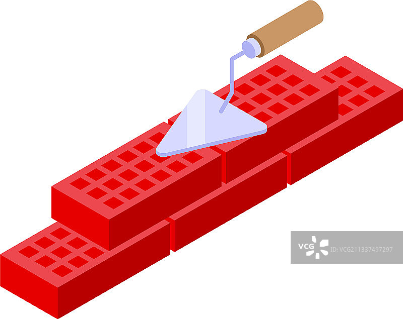 砖墙建造2.5D风格图标图片素材