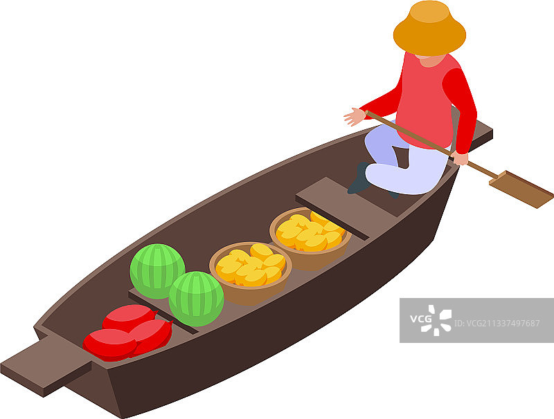 2.5D风格的水上市场水果图标图片素材