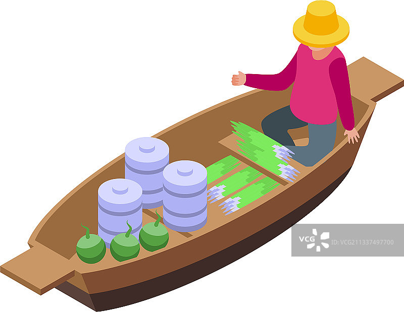 当地水上市场等距视角图标图片素材