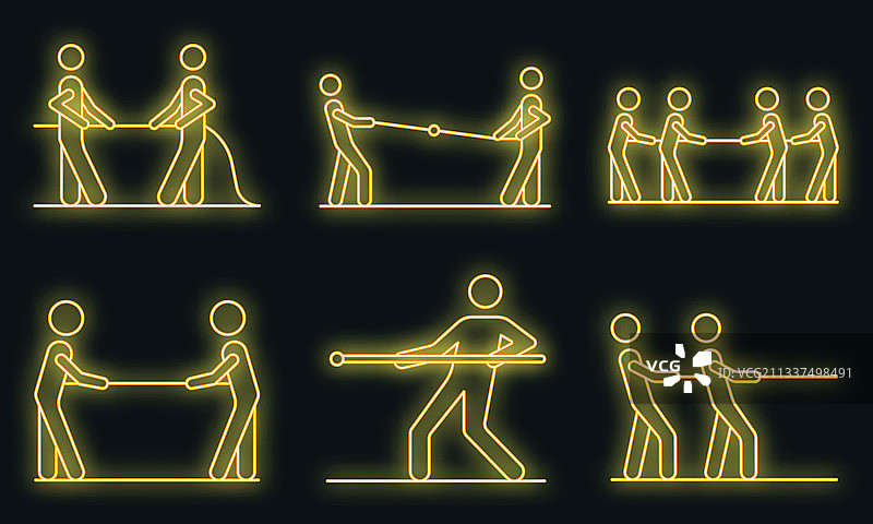 拔河比赛霓虹灯图标图片素材