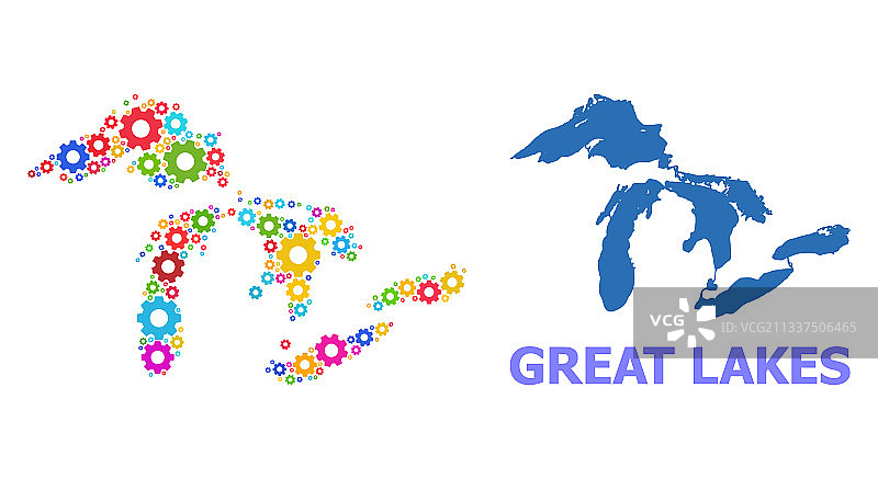 工业风格马赛克五大湖地图设计图片素材