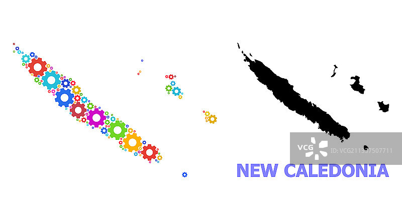 新喀里多尼亚地图组合图片素材